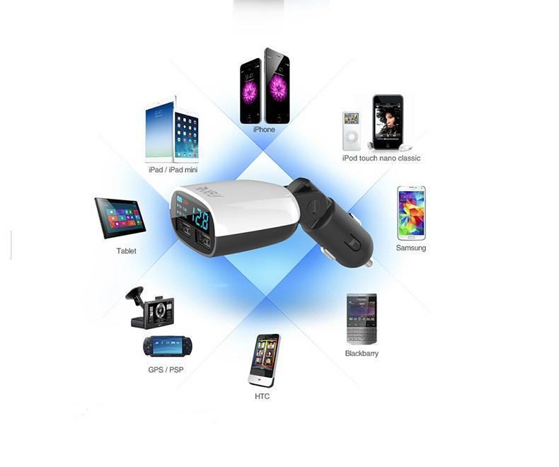 LED Screen Dual USB Car Charger - Indigo-Temple