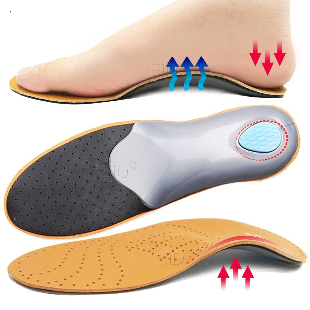 Leather Flat Feet Support Orthotic High Arch Insoles