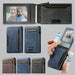 Collage of a blue wallet with card slots and photo frame, featuring SUREN branding.