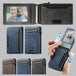 Collage of a blue wallet with card slots and photo frame, featuring SUREN branding.