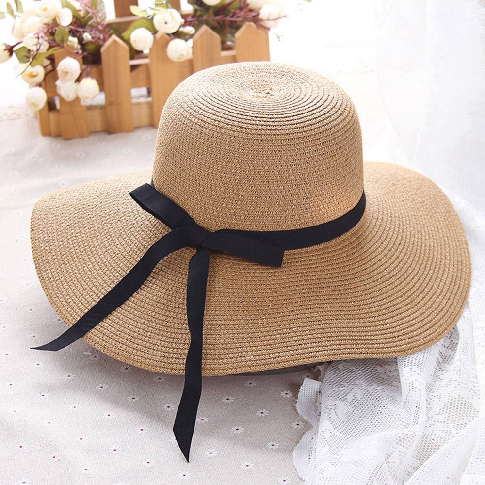 Adjustable Wide-Brimmed Women's Straw Sun-Hat - Indigo-Temple