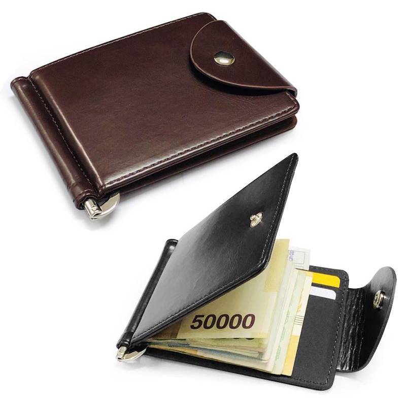 Snap-Closure Leather Bi-fold Wallet - Indigo-Temple