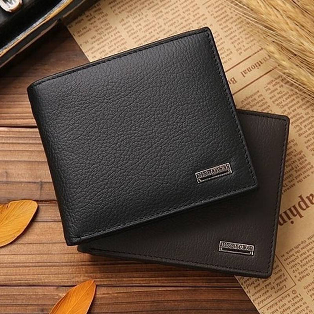 JINBAOLAI™ Genuine Leather Bi-Fold Wallet - Indigo-Temple