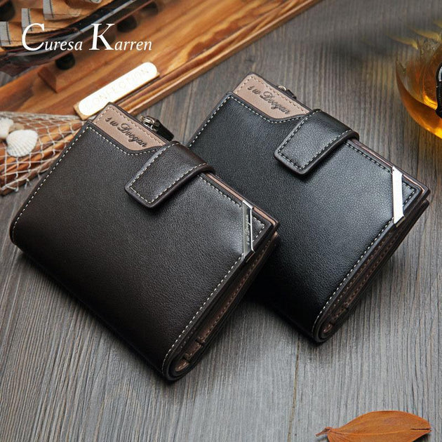 High-Capacity Genuine Leather Flip-Book Wallet - Indigo-Temple
