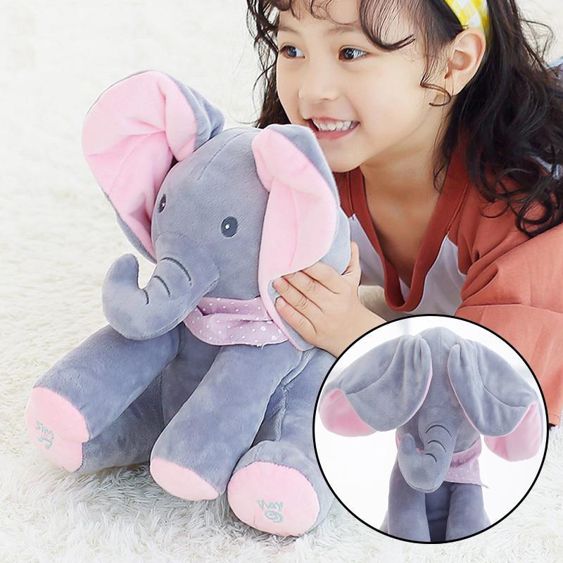Peek-a-boo Interactive Elephant Plush Dolls - Indigo-Temple