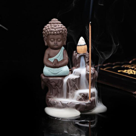 "The Little Monk" Incense Burner - Indigo-Temple