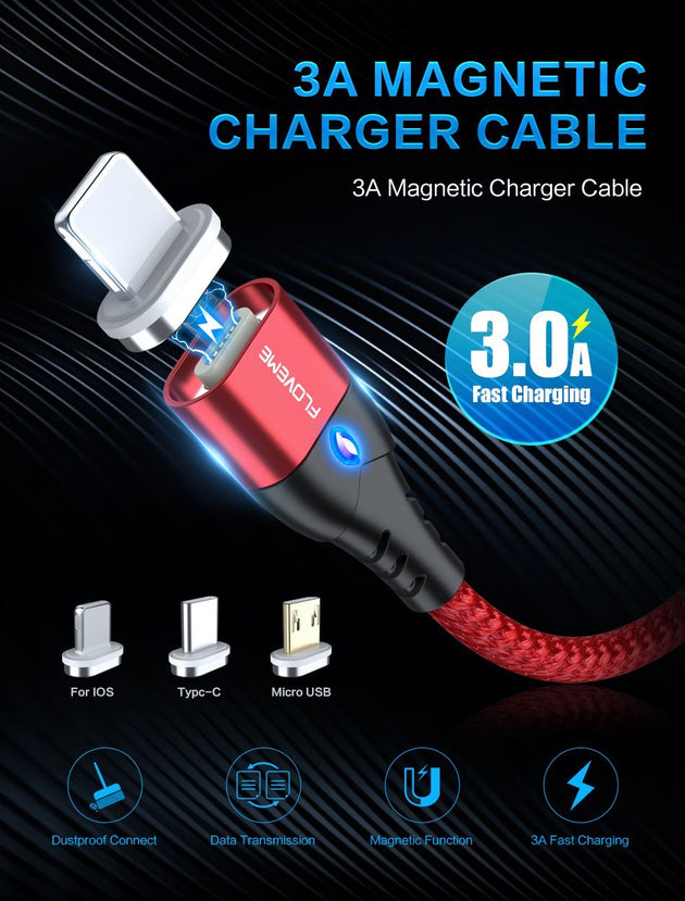 3A High-Speed Magnetic Charging Cable (Micro-USB/Type-C/Apple) - Indigo-Temple
