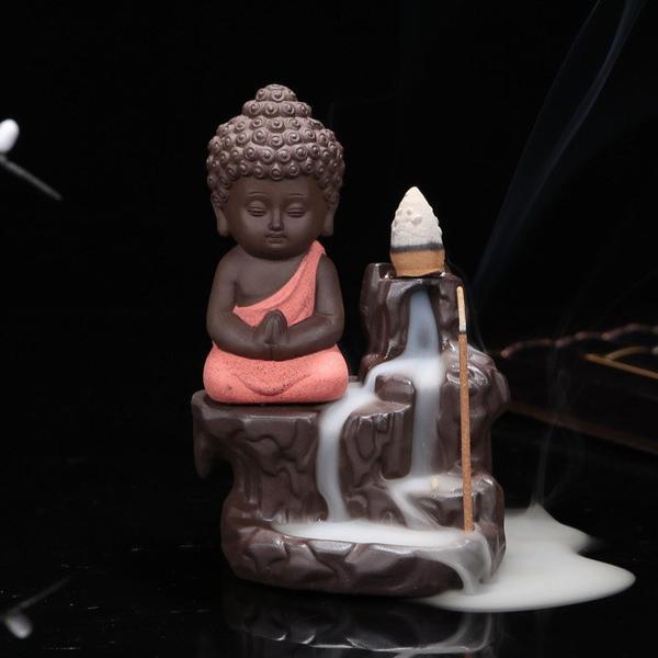 "The Little Monk" Incense Burner - Indigo-Temple
