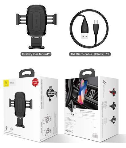 Baseus™ 2-in-1 Wireless QI Charger & Auto-locking Gravity-Mount - Indigo-Temple