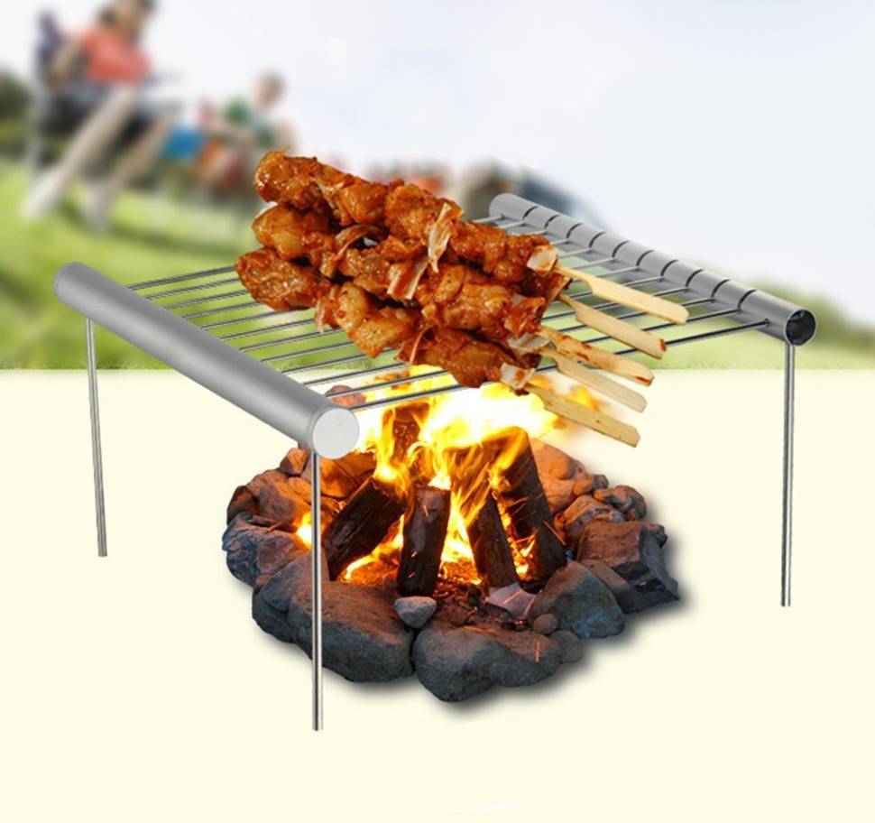 Stainless-Steel Portable Folding BBQ Grill - Indigo-Temple