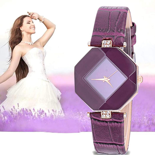 Glamorous Geometric Gem-Cut Women's Watch - Indigo-Temple