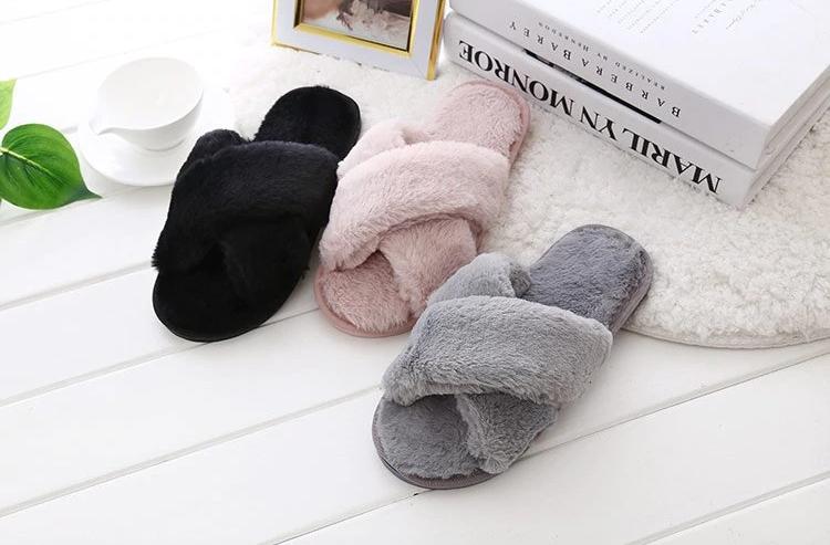 Women Faux Fur  Winter Slippers - Indigo-Temple