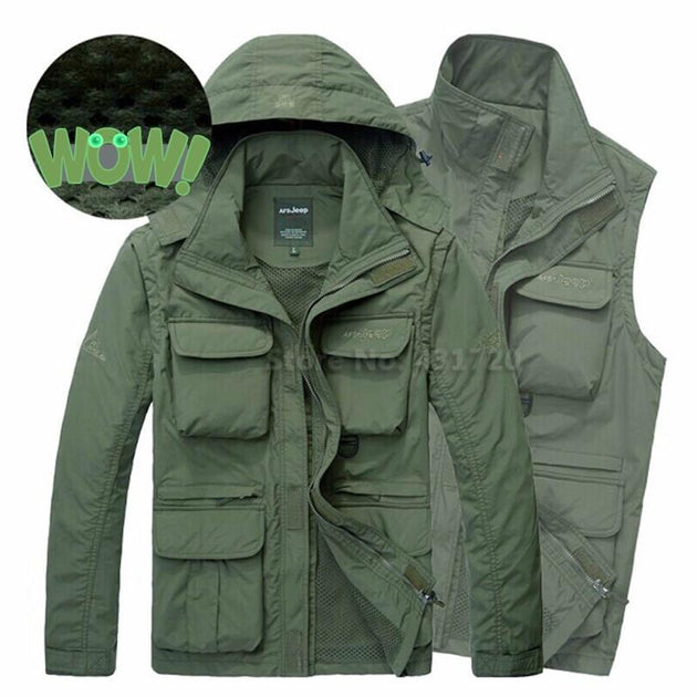 2 IN 1 waterproof Coat & Sleeveless Vest (2 colors) - Indigo-Temple