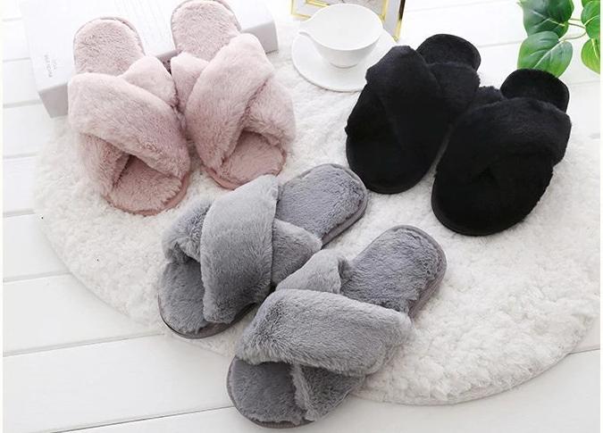 Women Faux Fur  Winter Slippers - Indigo-Temple