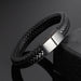 Men's Braided Leather Magnetic Bracelet - Indigo-Temple