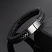 Men's Braided Leather Magnetic Bracelet - Indigo-Temple