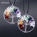 Rainbow 7 Chakra Amethyst Tree Of Life Quartz Pendant - Indigo-Temple