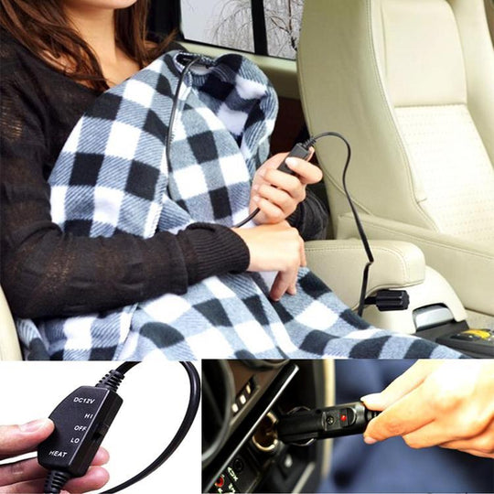 Car Powered Electric Heated Blanket - Indigo-Temple