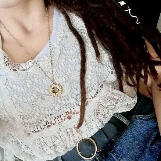 Sunflower Necklace with hidden "You Are My Sunshine" Message - Indigo-Temple