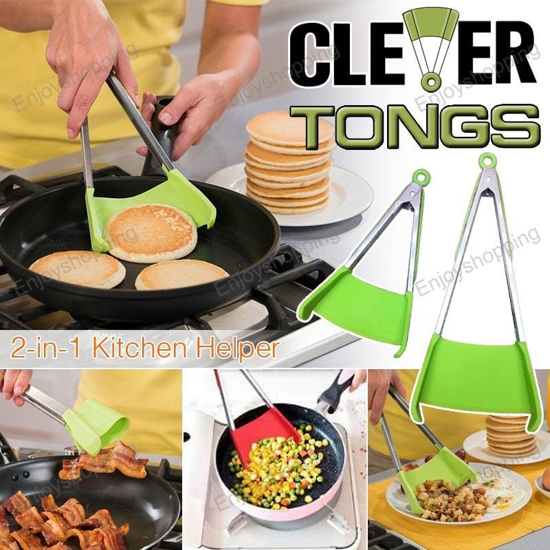 Clever Tongs - 2 in 1 Kitchen Spatula and Tongs - Indigo-Temple