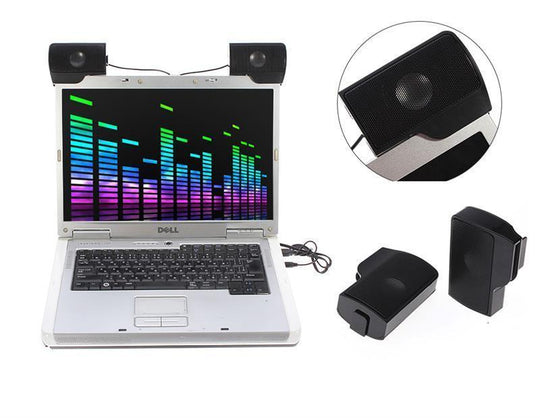 Mini Laptop Clip On USB Stereo Speakers - Indigo-Temple