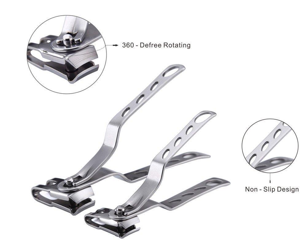 360-Degree Rotating Head Smart Nail Clippers Set (Large+Small) - Indigo-Temple