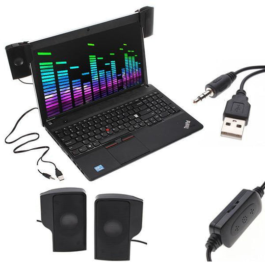 Mini Laptop Clip On USB Stereo Speakers - Indigo-Temple