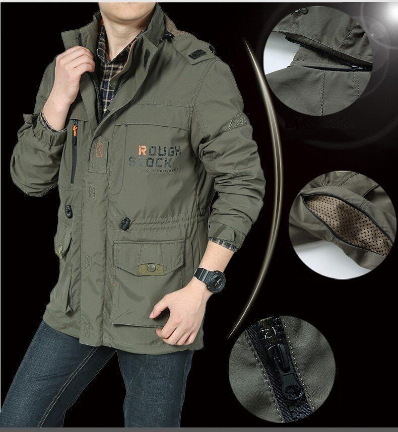 Multi-pocket Waterproof Tactical Bomber Jackets - Indigo-Temple