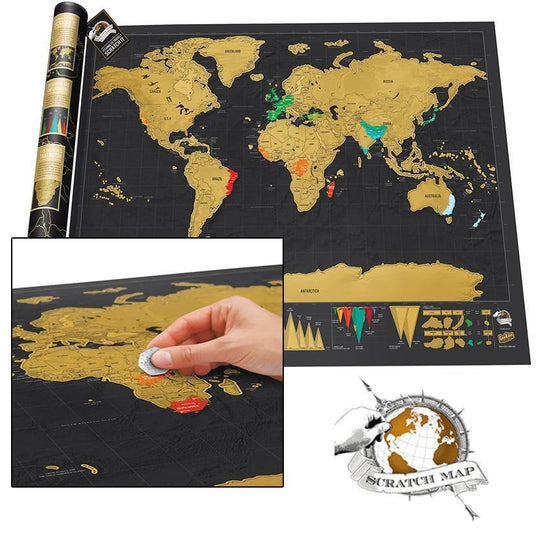 Deluxe Personalized World Scratch Map - Indigo-Temple