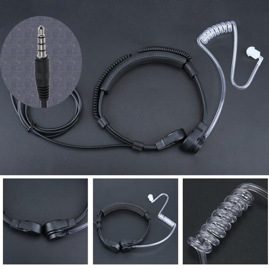 3.5mm jack Tactical Smart Phone Throat Mic - Indigo-Temple