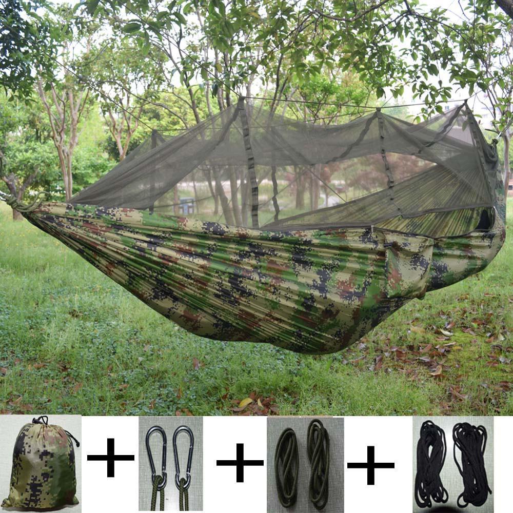 Parachute Fabric Hammock With Mosquito Net - Indigo-Temple