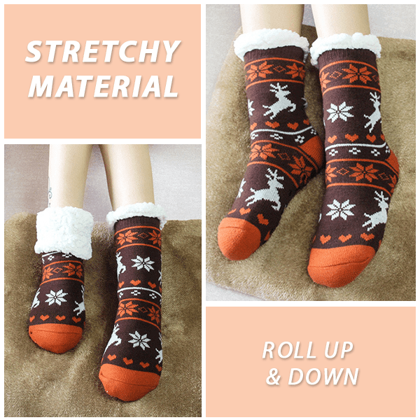 Sustained warm Fleece Indoor Socks - Indigo-Temple