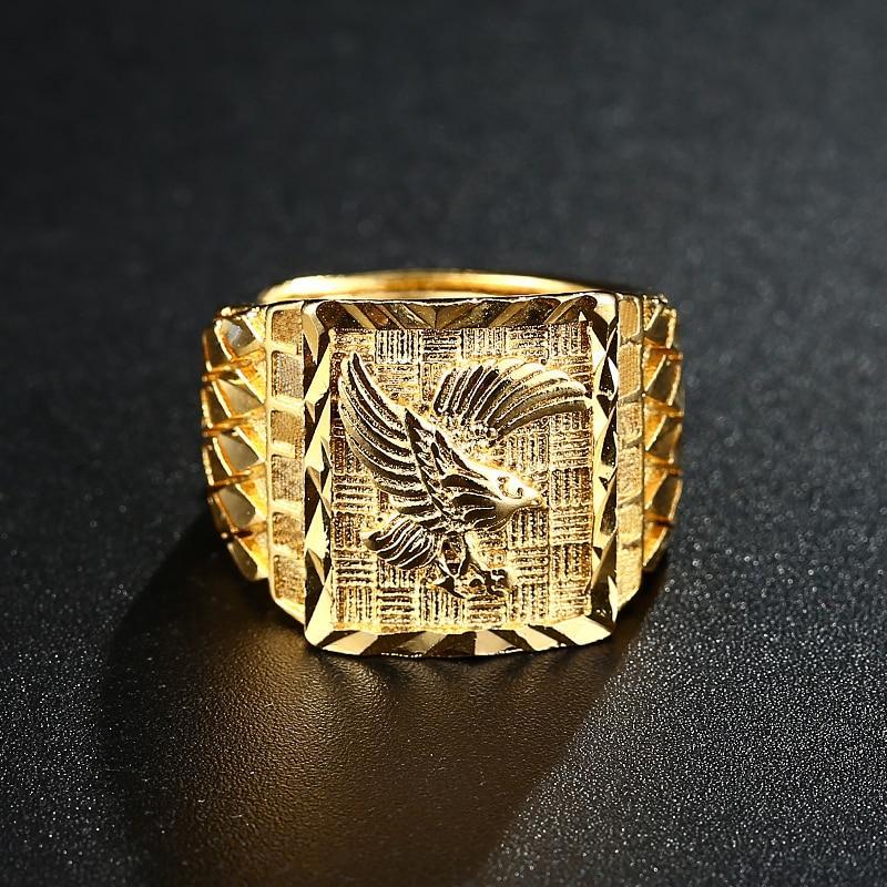 Punk Rock Eagle Gold Color Ring - Indigo-Temple