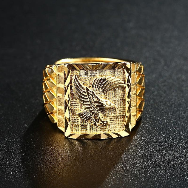 Punk Rock Eagle Gold Color Ring - Indigo-Temple