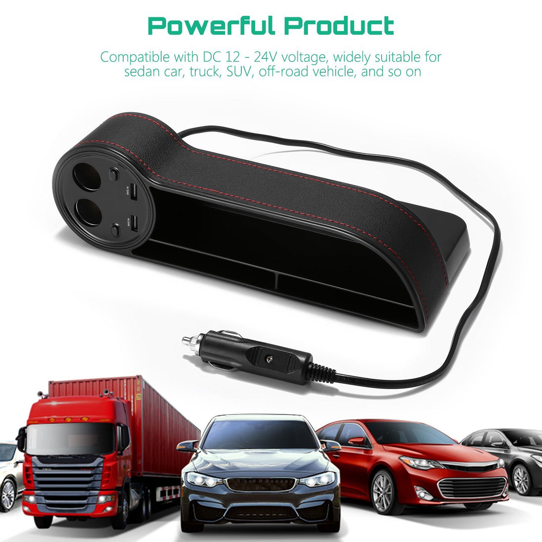 HandyFunction™ Luxury Car Organizer with Charging Ports - Indigo-Temple