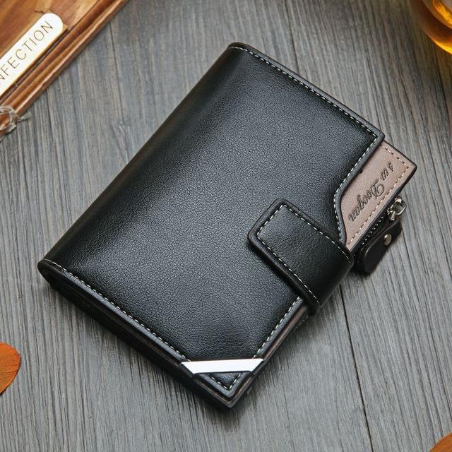 High-Capacity Genuine Leather Flip-Book Wallet - Indigo-Temple