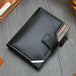 High-Capacity Genuine Leather Flip-Book Wallet - Indigo-Temple