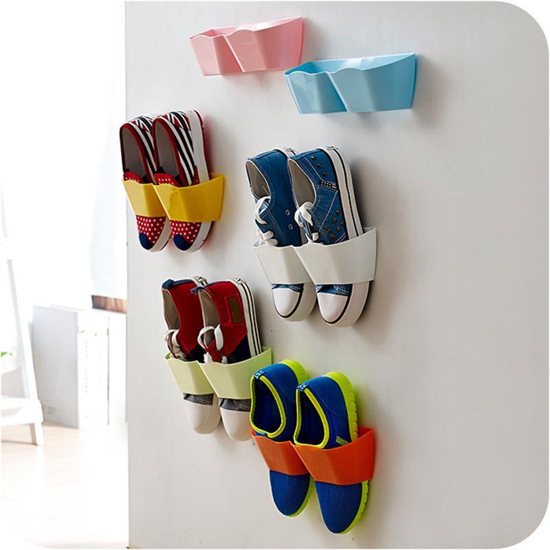 Creative Wall stick on Shoe Organizer (2 pcs) - Indigo-Temple