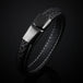 SAMU - Stainless Steel Magnetic Clasps Black Leather Bracelet - Indigo-Temple