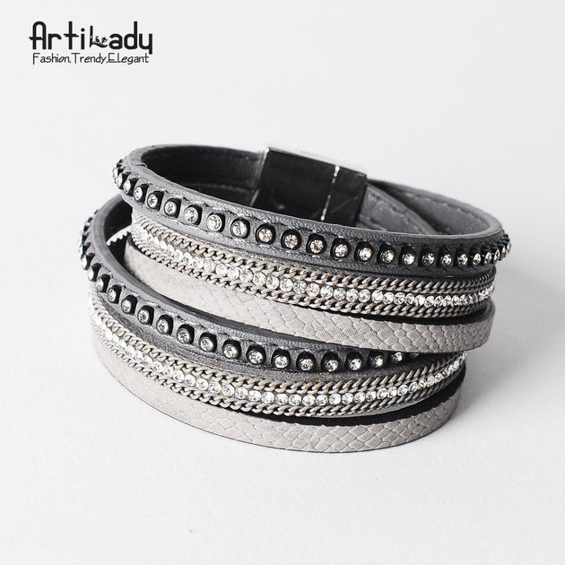 Multi-Layer Leather wrap bracelet - Indigo-Temple