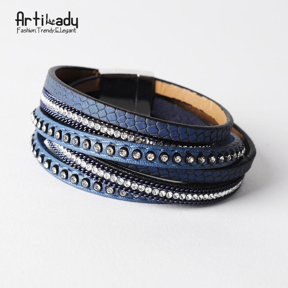 Multi-Layer Leather wrap bracelet - Indigo-Temple