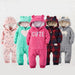 Winter long sleeve romper With Teddy Bear Eears - Indigo-Temple