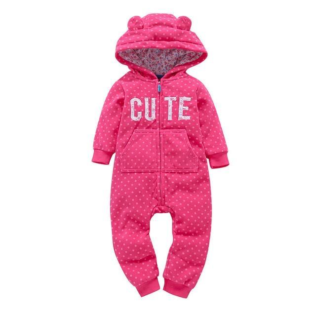 Winter long sleeve romper With Teddy Bear Eears - Indigo-Temple