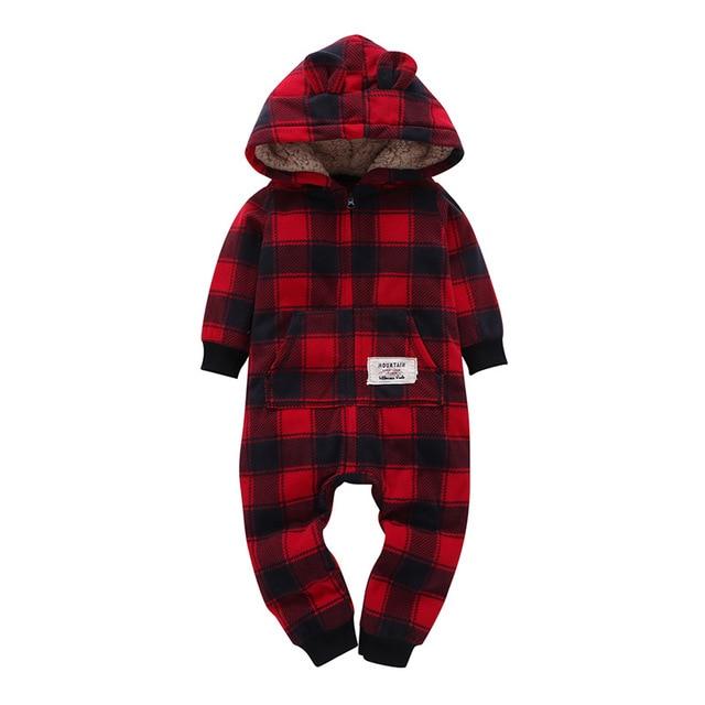 Winter long sleeve romper With Teddy Bear Eears - Indigo-Temple