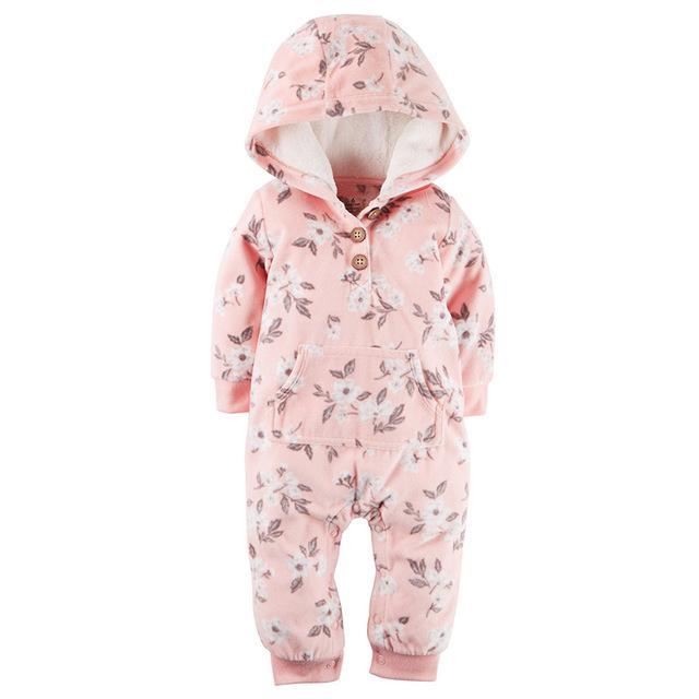 Winter long sleeve romper With Teddy Bear Eears - Indigo-Temple