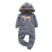 Winter long sleeve romper With Teddy Bear Eears - Indigo-Temple