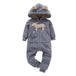 Winter long sleeve romper With Teddy Bear Eears - Indigo-Temple