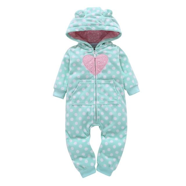 Winter long sleeve romper With Teddy Bear Eears - Indigo-Temple