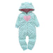 Winter long sleeve romper With Teddy Bear Eears - Indigo-Temple