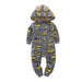 Winter long sleeve romper With Teddy Bear Eears - Indigo-Temple